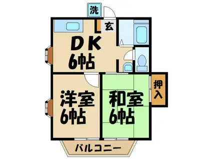 竹内コーポ(2DK/2階)の間取り写真
