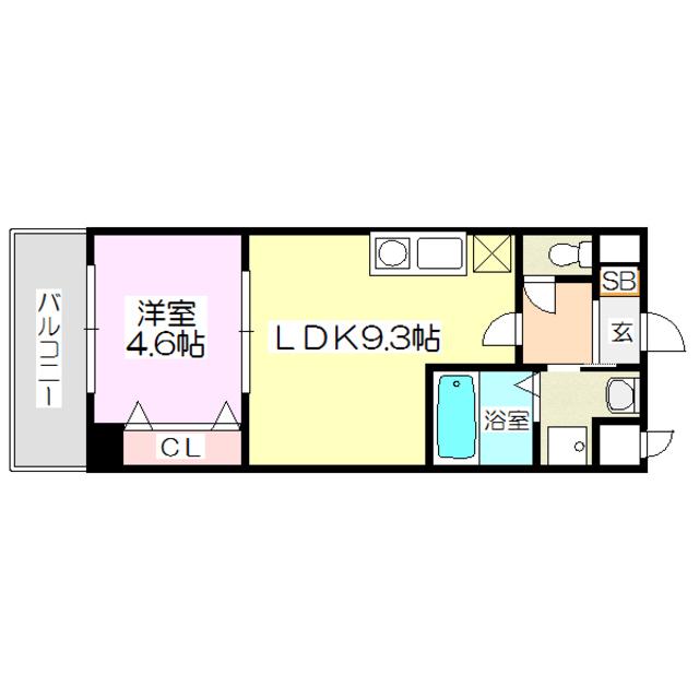 セノアタワー新大阪(1LDK/9階)の間取り写真