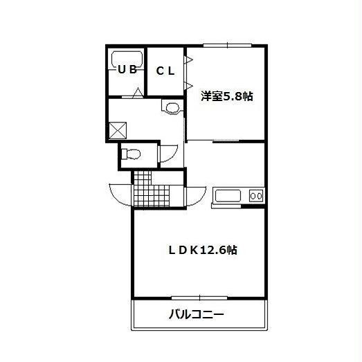ルミエール富岡(1LDK/2階)の間取り写真