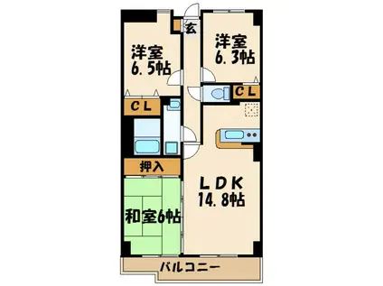 ルミエールヤガサキ(3LDK/4階)の間取り写真