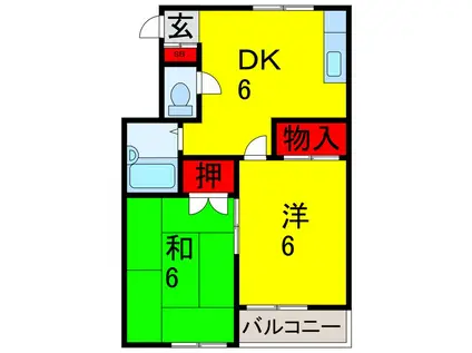 パステル五井(2DK/2階)の間取り写真