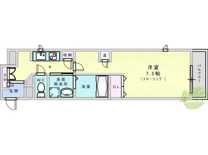 グレンパーク新大阪2(1K/5階)の間取り写真