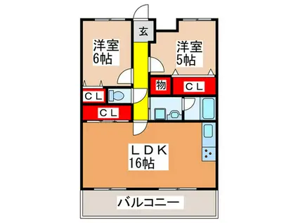 ナガハラレジデンス(2LDK/4階)の間取り写真