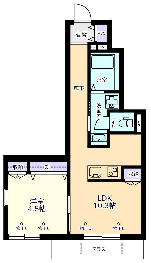 COCORO61113(1LDK/1階)の間取り写真