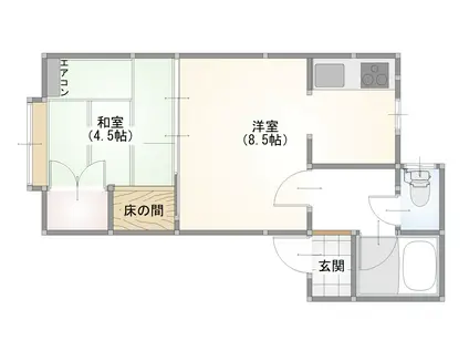 トップス(1LDK/1階)の間取り写真
