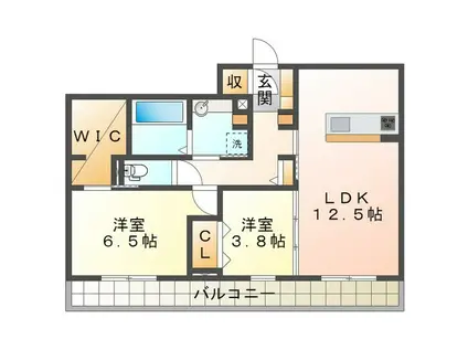 ディーシャンブル 南丸之内B(2LDK/1階)の間取り写真