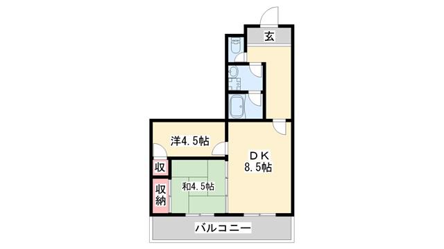 ベアード水上(2LDK/2階)の間取り写真