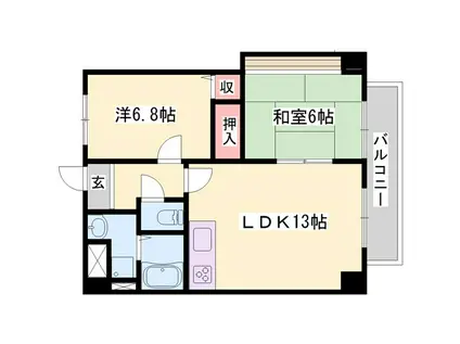 グリーンハイツ東山II(2LDK/6階)の間取り写真