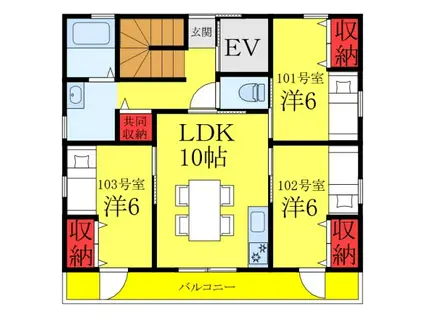 未来ある・コート(ワンルーム/1階)の間取り写真
