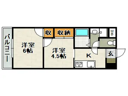 プレアール宝塚泉町(2K/2階)の間取り写真