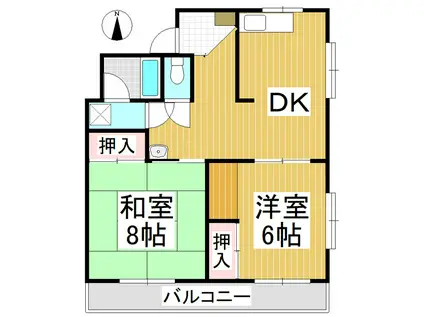 コーポHARU(2DK/2階)の間取り写真