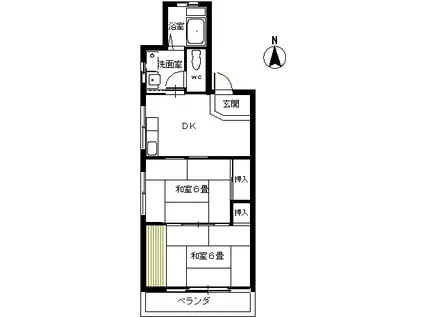 メゾン麓山(2DK/2階)の間取り写真
