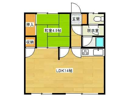 ハイム中田(1LDK/2階)の間取り写真