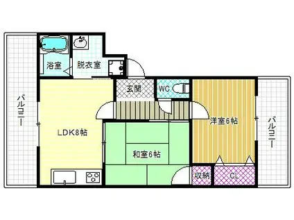 白洗舎ビル(2DK/3階)の間取り写真