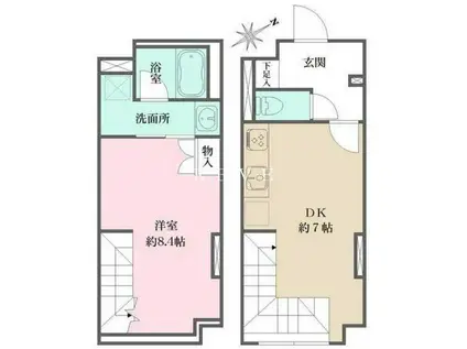 FIKA大井町(1DK/2階)の間取り写真