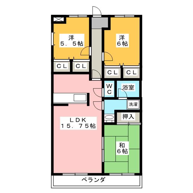 エストワン(3LDK/2階)の間取り写真