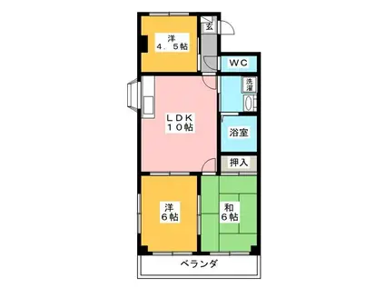 コンフォート粟野(3LDK/1階)の間取り写真