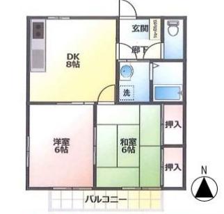 GINZA R 前橋(2DK/1階)の間取り写真