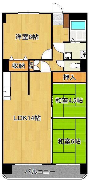 イマージュ安部山公園(3LDK/3階)の間取り写真