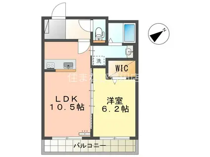 VILLA浄水(1LDK/5階)の間取り写真
