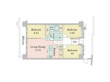 KDXレジデンス東別院(3LDK/10階)の間取り写真