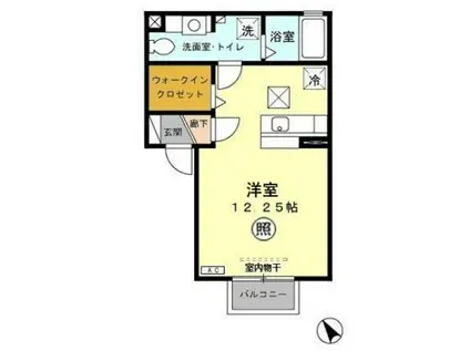 メゾン・ヴェール(ワンルーム/1階)の間取り写真