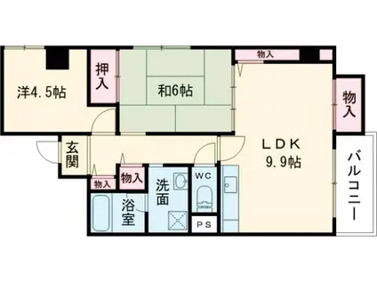 ルークレジデンス姫路I(2LDK/7階)の間取り写真