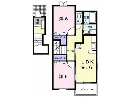 ヴィラ・ポポラーレI(2LDK/2階)の間取り写真