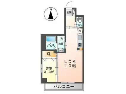 GRANDEUR HAKATA(1LDK/2階)の間取り写真