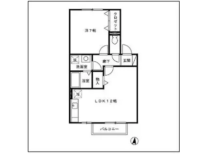 プラナスガーデン(1LDK/2階)の間取り写真