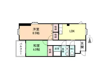 M・フンダリーカ(2LDK/3階)の間取り写真