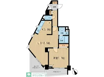 THEパームス代々木上原ヴェー(1LDK/6階)の間取り写真