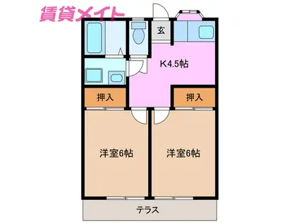 ファミールいとう(2K/1階)の間取り写真