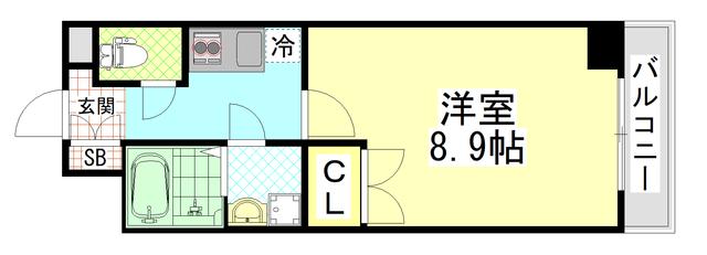 フラッツミナグチ(1K/3階)の間取り写真