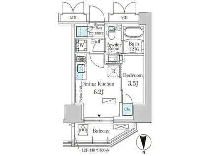 PARKAXIS浅草田原町ガーデン(1DK/4階)の間取り写真
