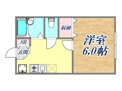 グリーンコート(1DK/1階)の間取り写真