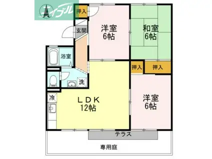 エトワール津島 A棟(3LDK/1階)の間取り写真