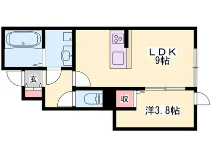 GREEN BELL赤穂(1LDK/1階)の間取り写真