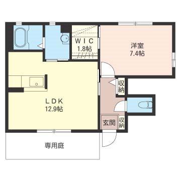 アトリオC棟(1LDK/1階)の間取り写真
