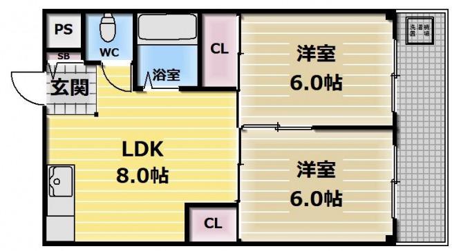 アーデル北巽(2LDK/7階)の間取り写真