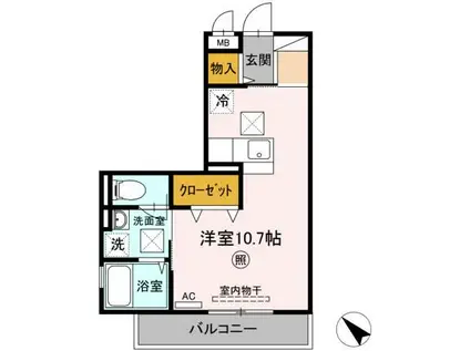 アドラーブル(ワンルーム/1階)の間取り写真