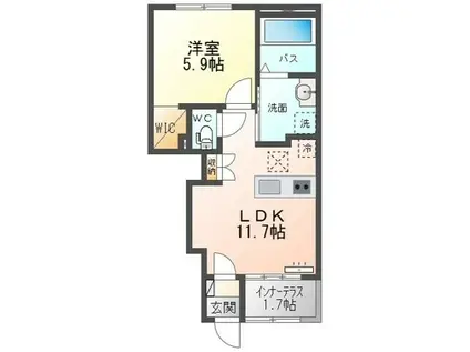 サルドゥ レ ユニオン(1LDK/1階)の間取り写真