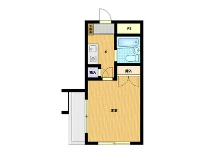 ユトリロジョイ(1K/2階)の間取り写真