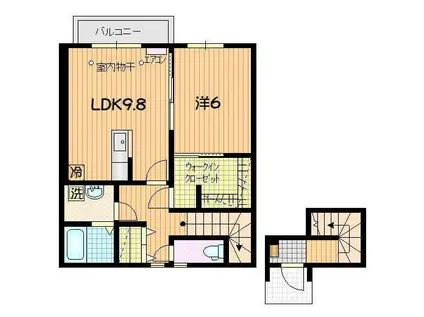 ALIETTA B棟(1LDK/2階)の間取り写真