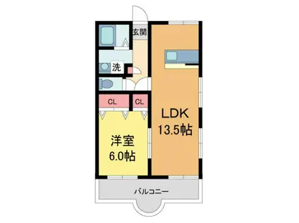 メゾン宮西II(1LDK/2階)の間取り写真