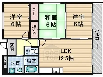 マーコート(3LDK/3階)の間取り写真
