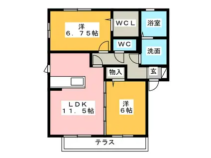 レセンテベルタ(2LDK/1階)の間取り写真