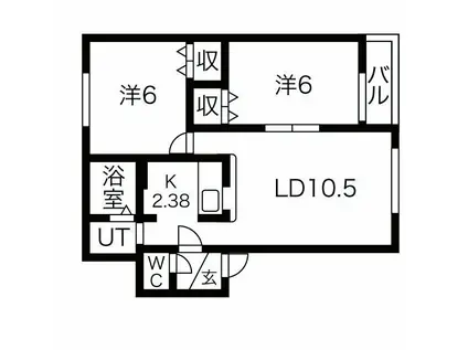 ウィスタリアI(2LDK/1階)の間取り写真