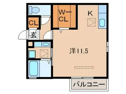 ブラウニーテラス(ワンルーム/1階)の間取り写真