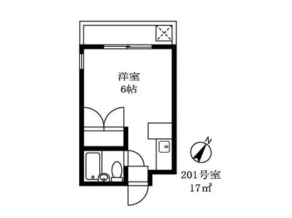 スカイマンション(ワンルーム/2階)の間取り写真